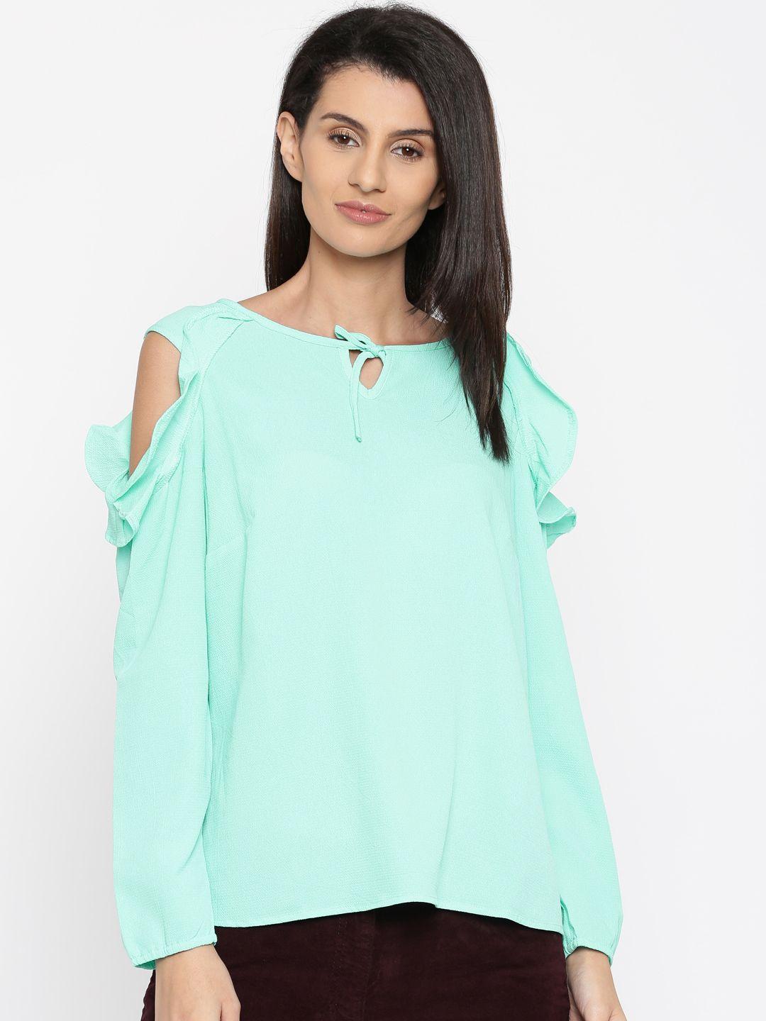 honey by pantaloons women sea green solid top