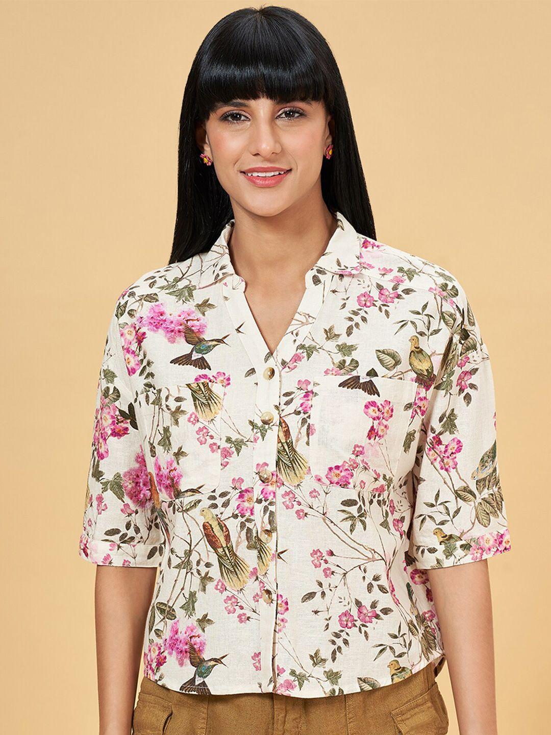 honey by pantaloons women slim fit floral opaque printed casual shirt