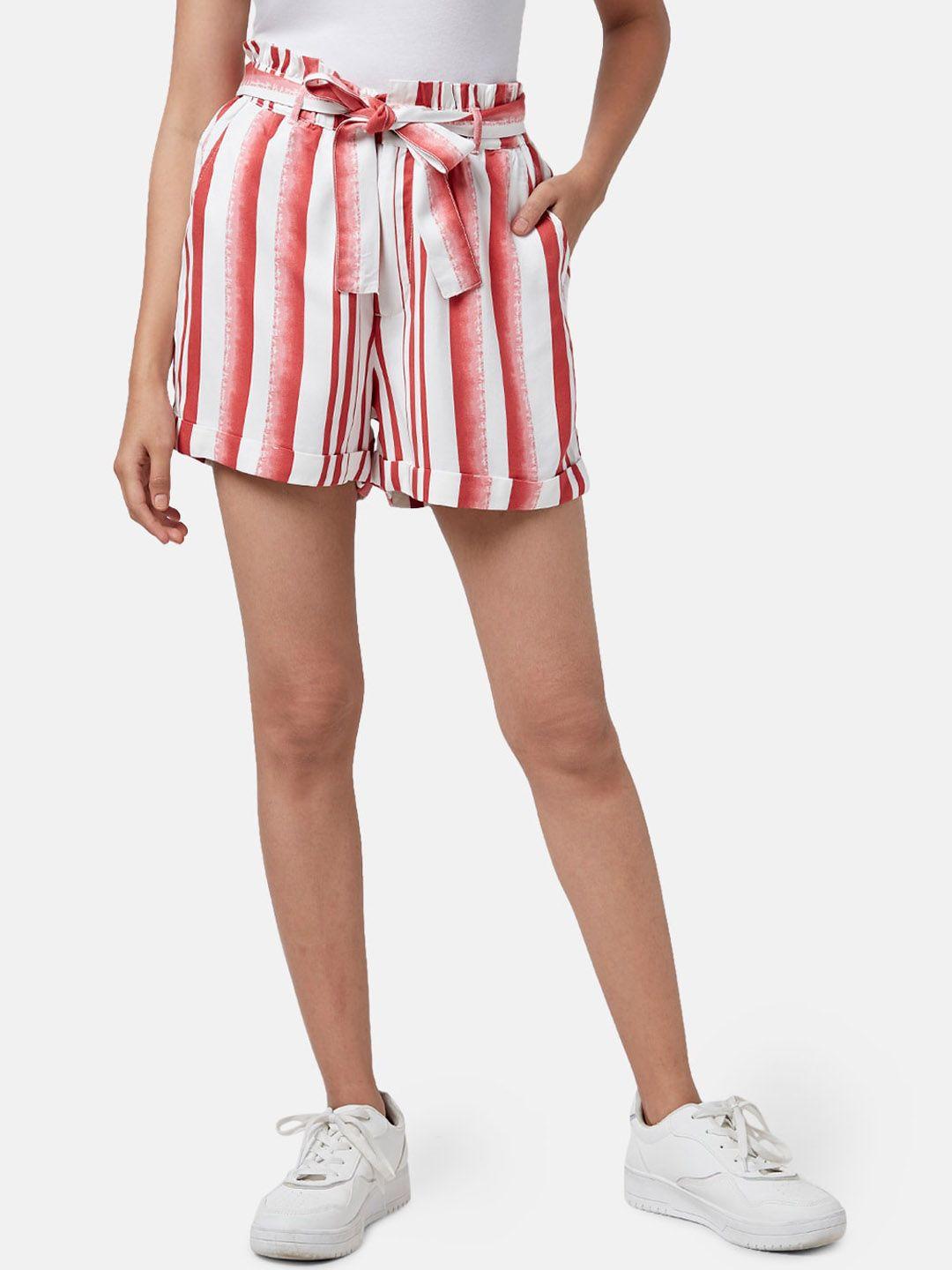 honey by pantaloons women striped high-rise shorts