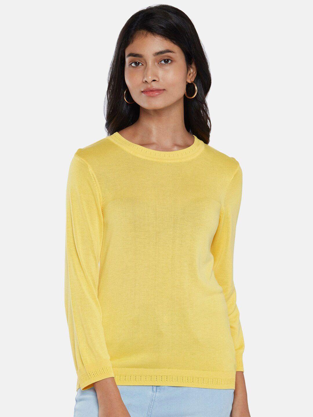 honey by pantaloons women yellow  cable knit pullover