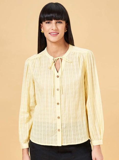 honey by pantaloons yellow cotton striped top