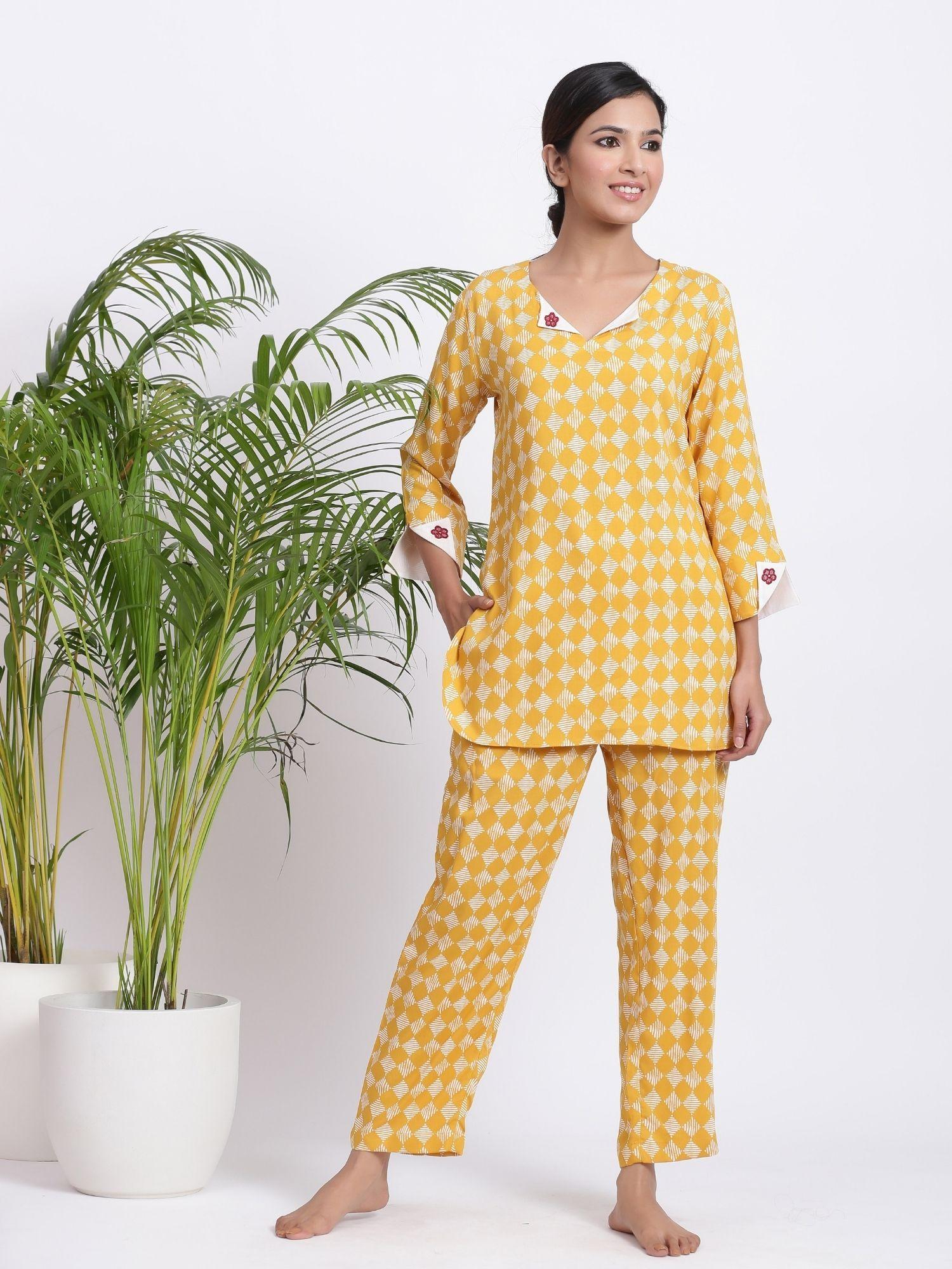 honey dew jammies shirt and pajama (set of 2) - mustard