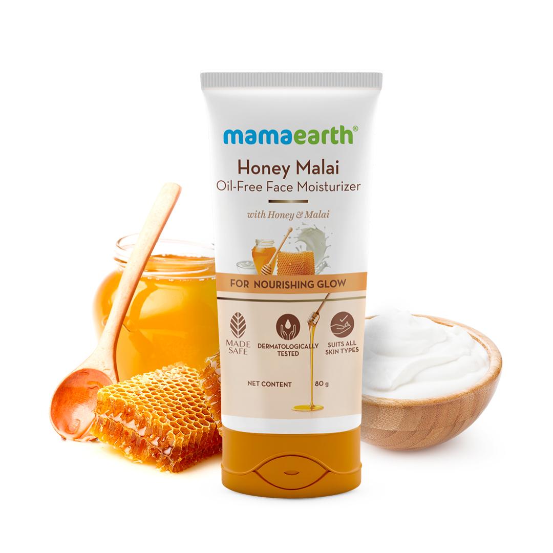 honey malai oil-free face moisturizer with honey & malai for nourishing glow - 80 g