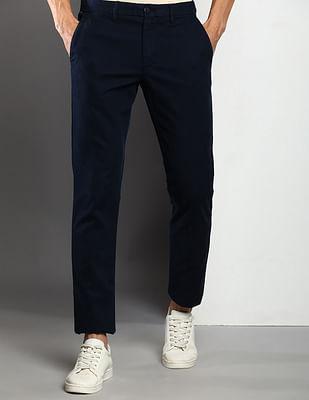 honeycomb slim fit casual trousers