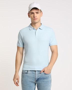 honeycomb textured polo t-shirt