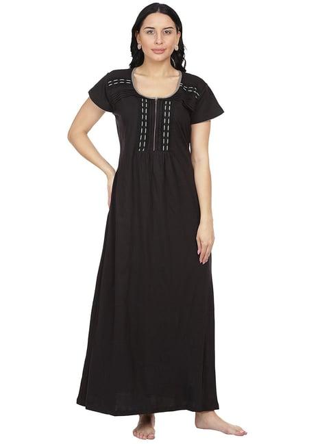 honeydew black embroidered nighty