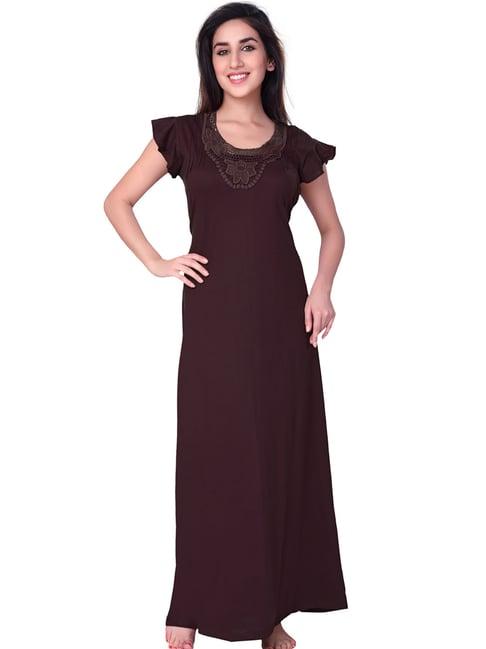 honeydew dark wine embroidered nighty