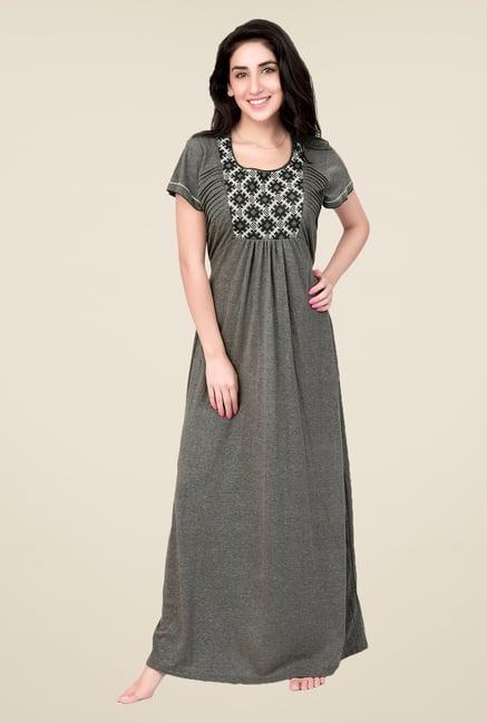 honeydew grey printed night gown