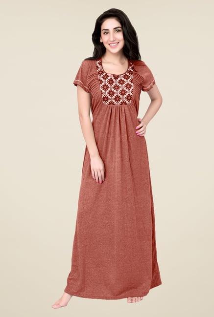 honeydew maroon printed night gown