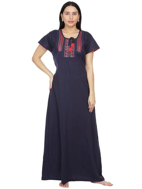 honeydew navy embroidered nighty