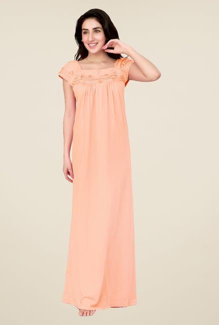 honeydew peach solid night gown