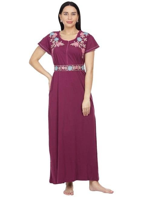 honeydew violet embroidered nighty