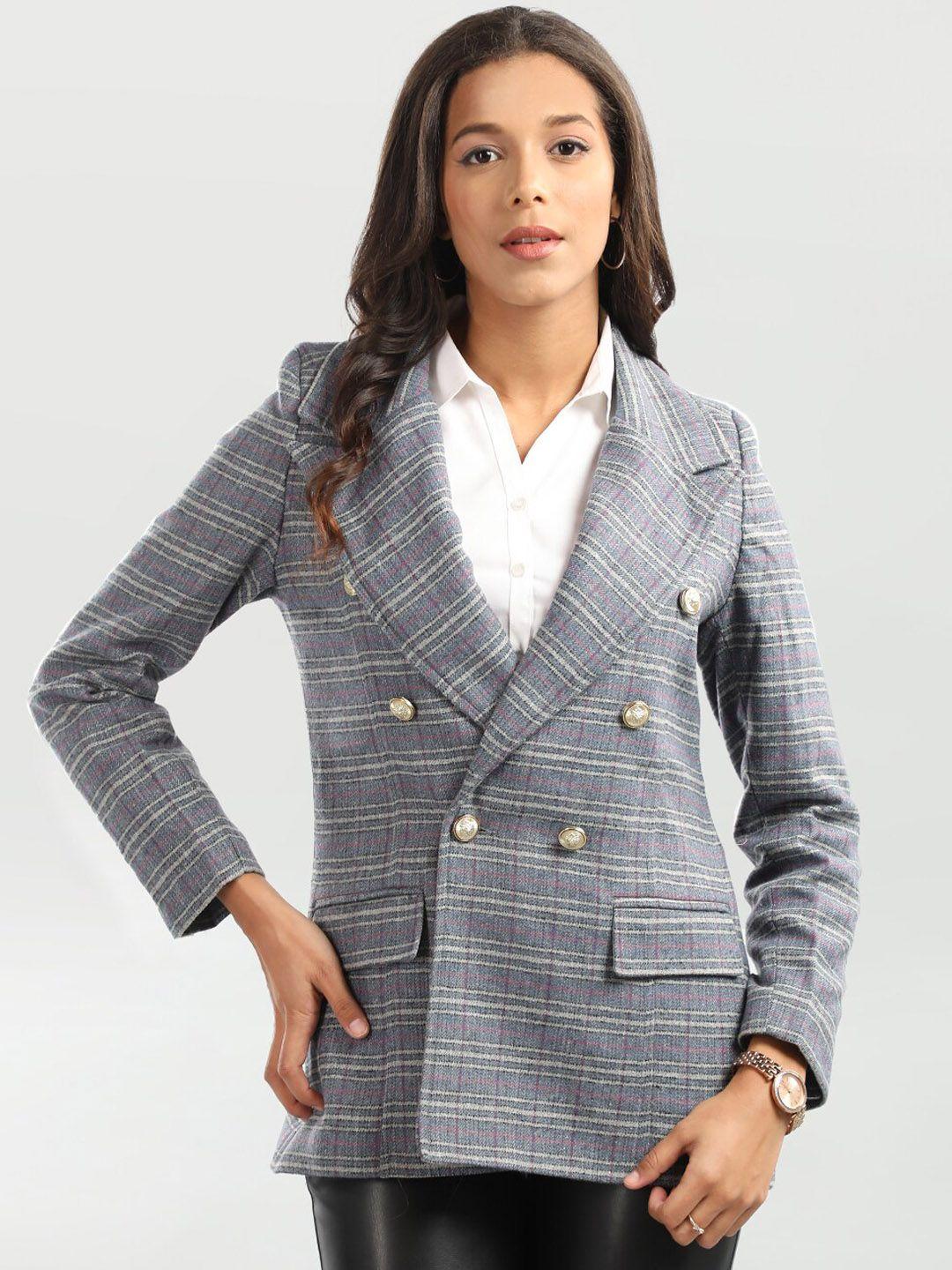 honnete checked double-breasted formal trench coat