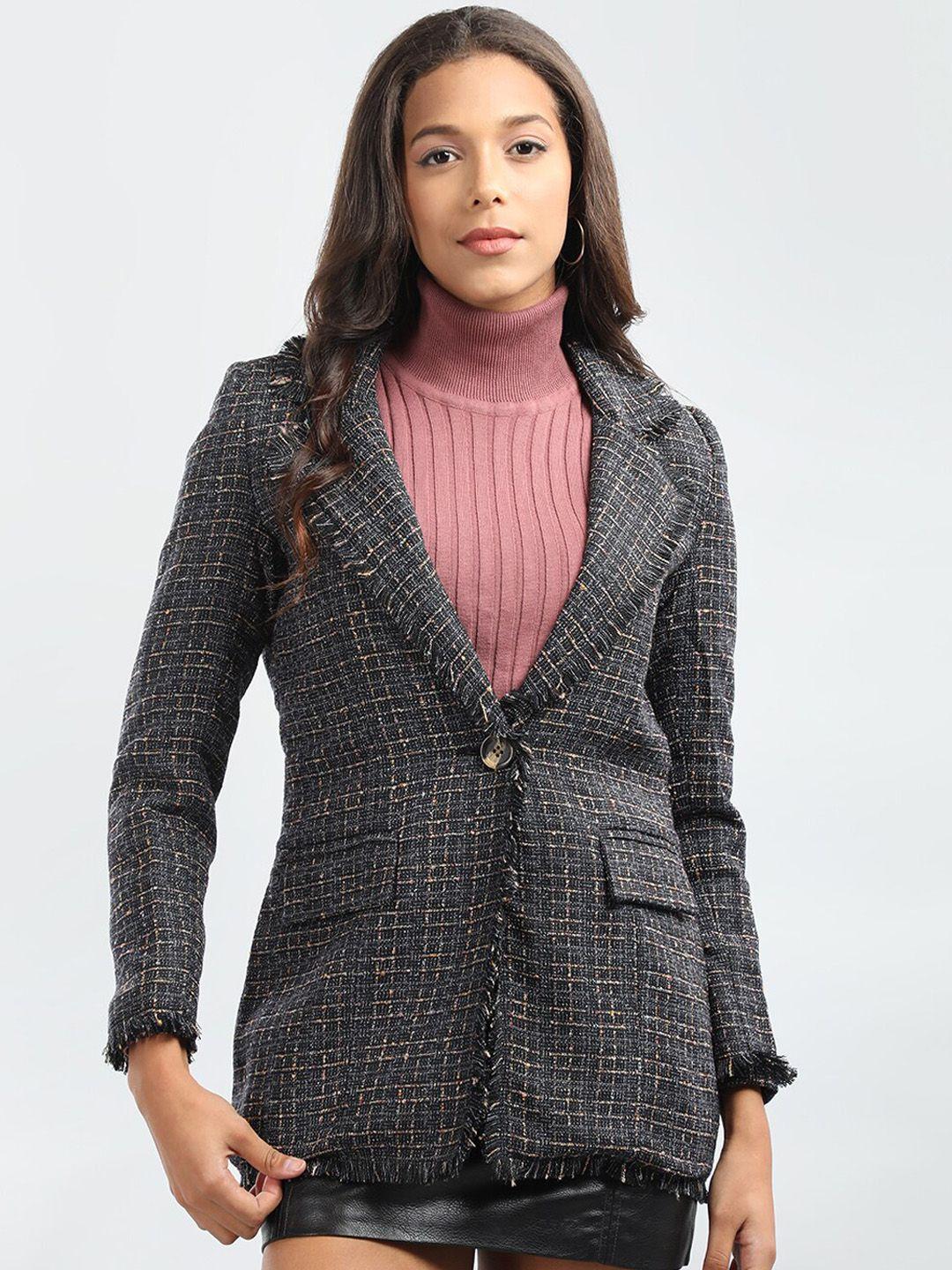 honnete checked notched lapel regular fit trench coat