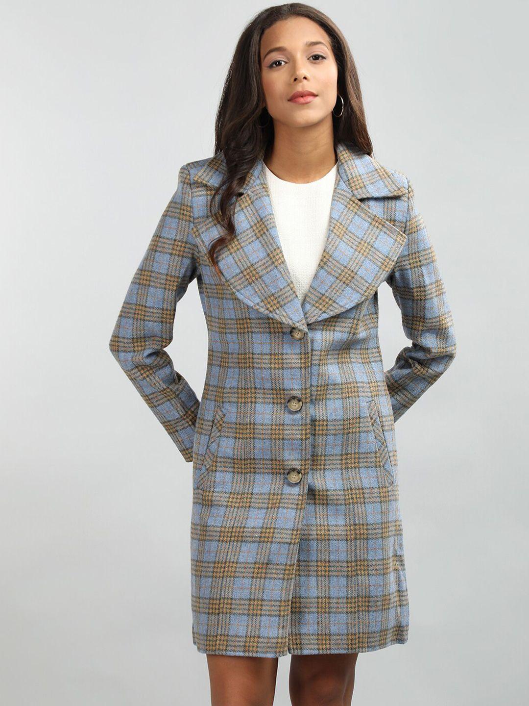 honnete checked single-breasted regular fit trench coat