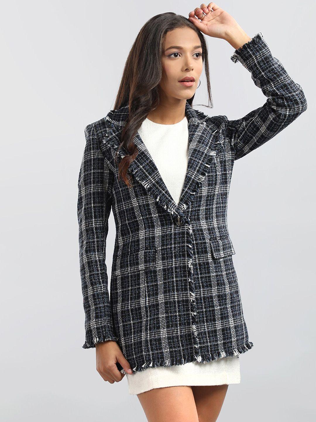 honnete checked single-breasted regular fit trench coat