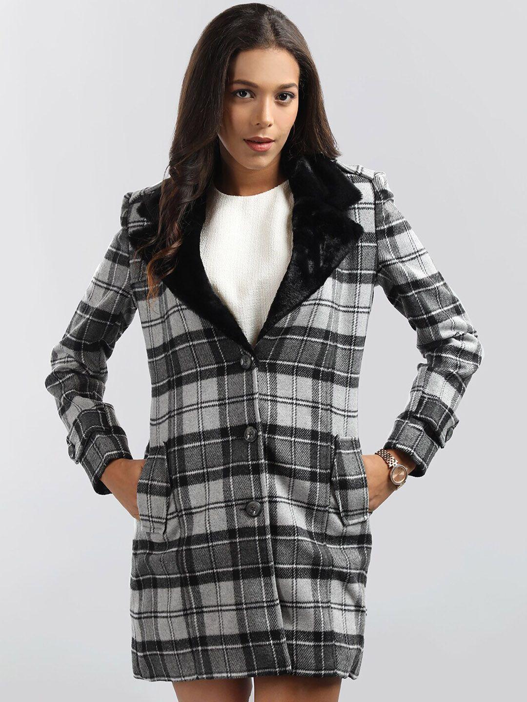 honnete checked single-breasted trench coat