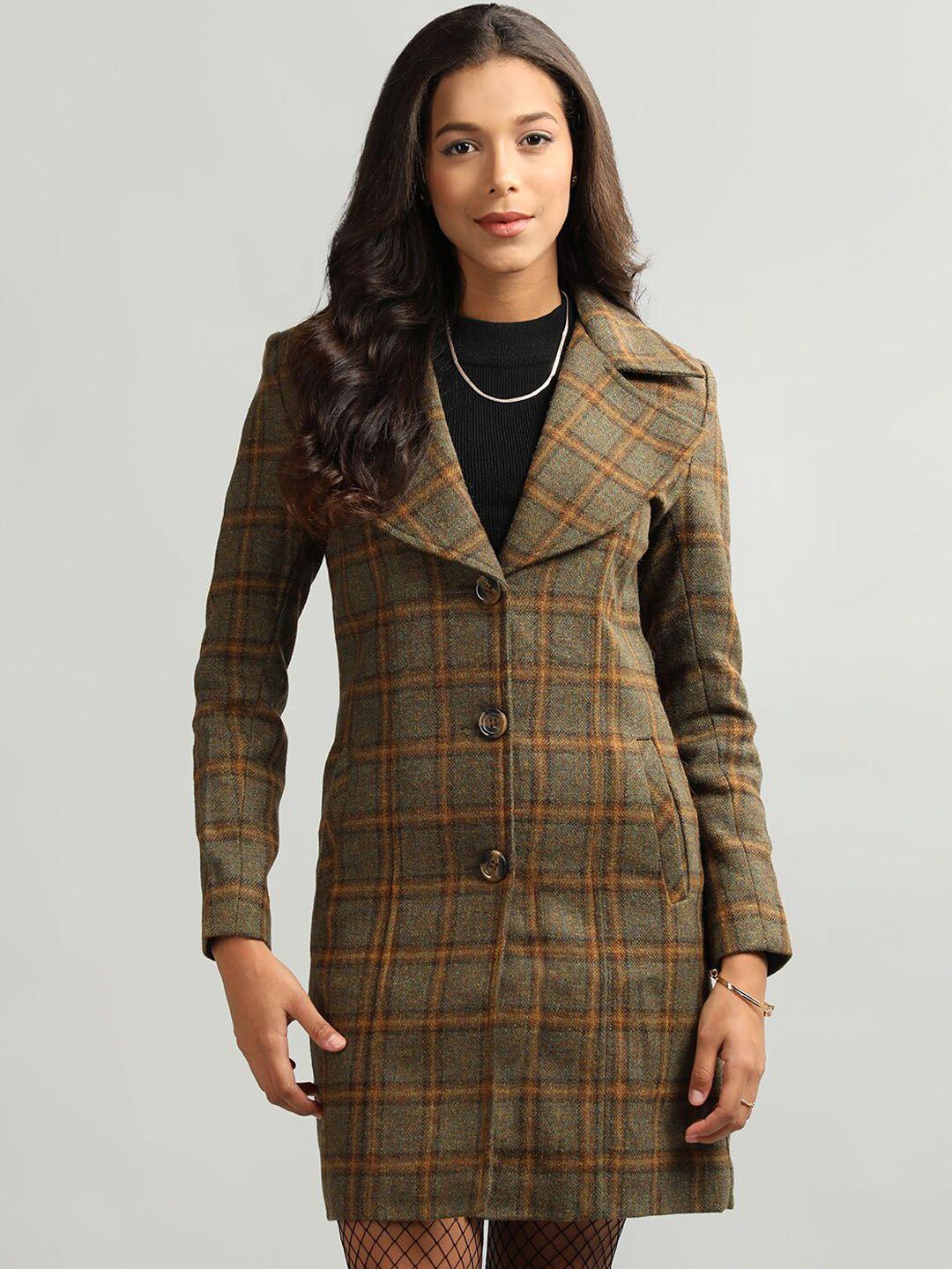 honnete checked single-breasted trench coat