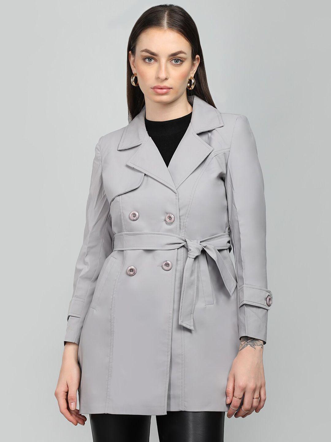 honnete double breasted hip length trench coat