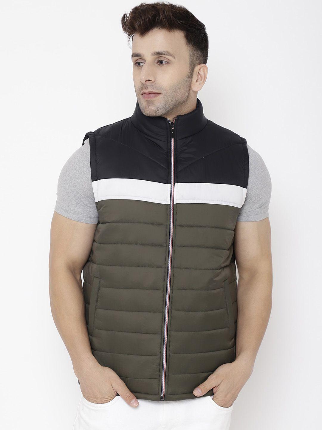 honnete men colourblocked polyester padded jacket