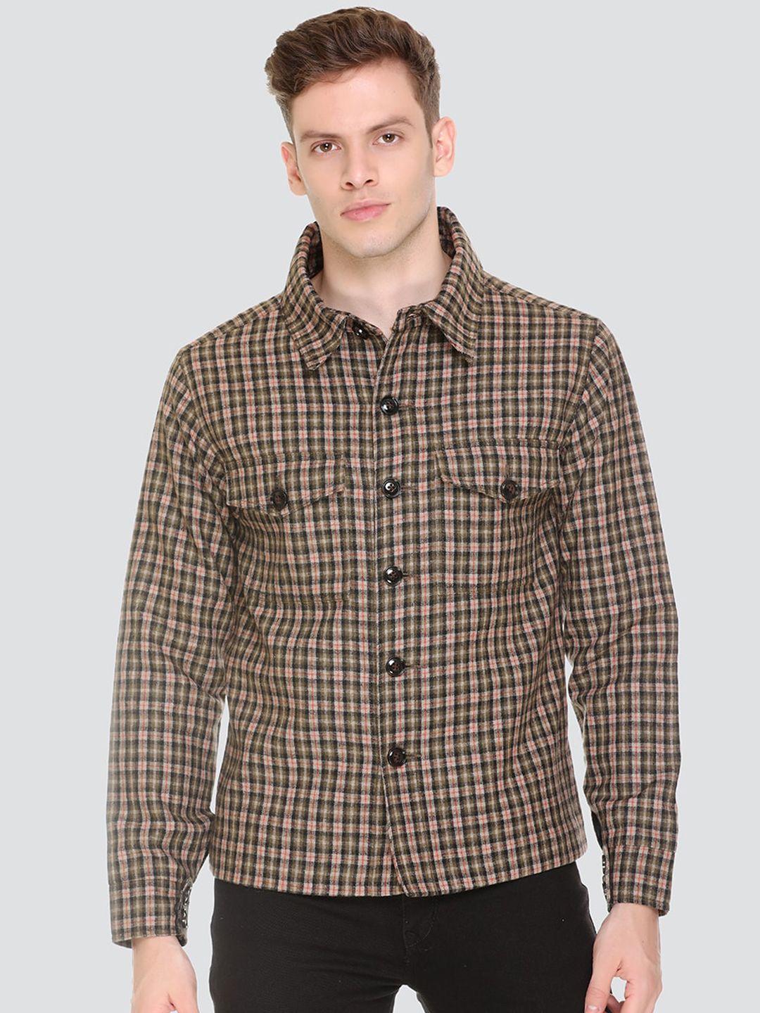 honnete men olive green beige checked lightweight tailored jacket