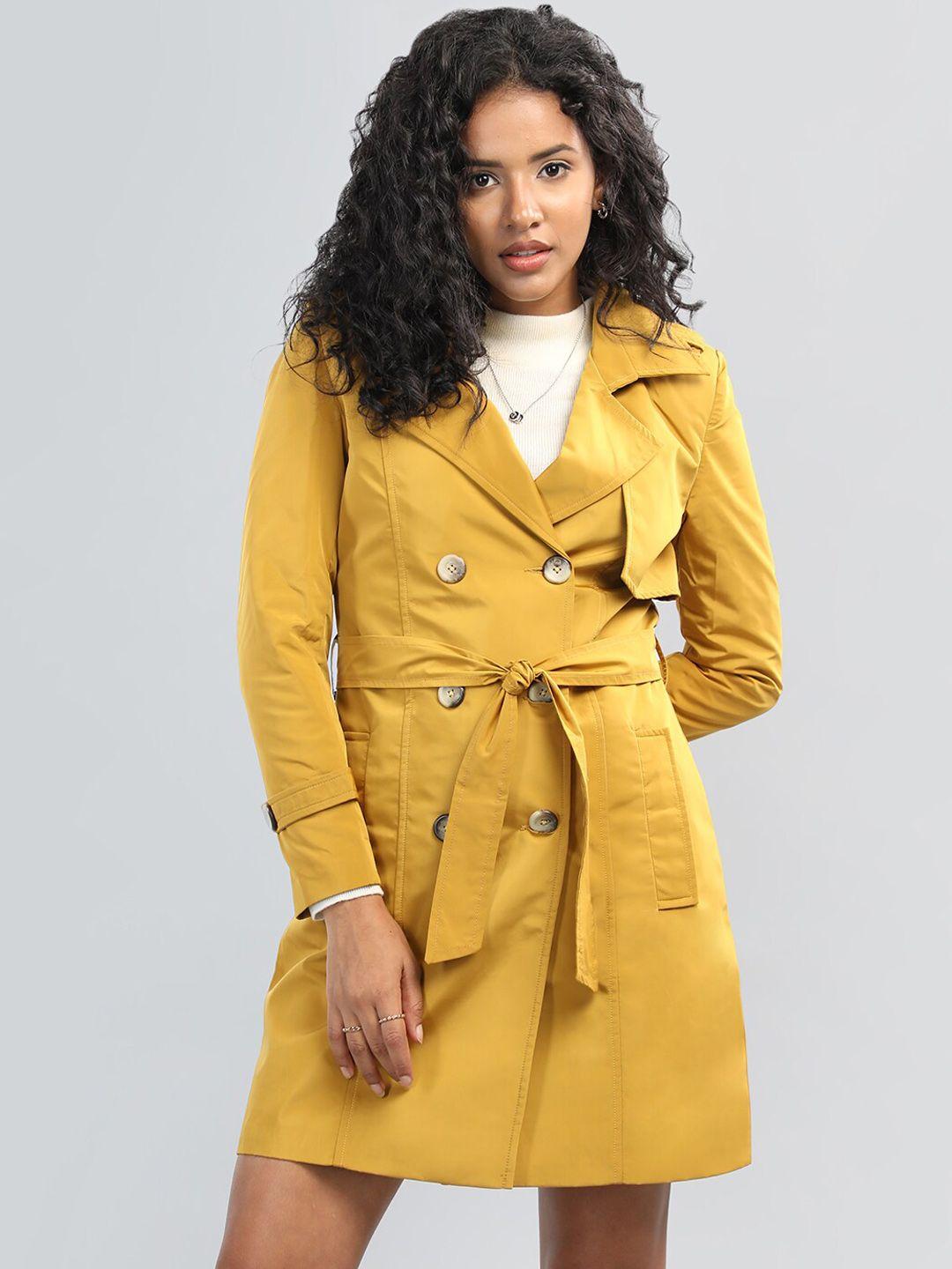 honnete notched lapel collar trench coat