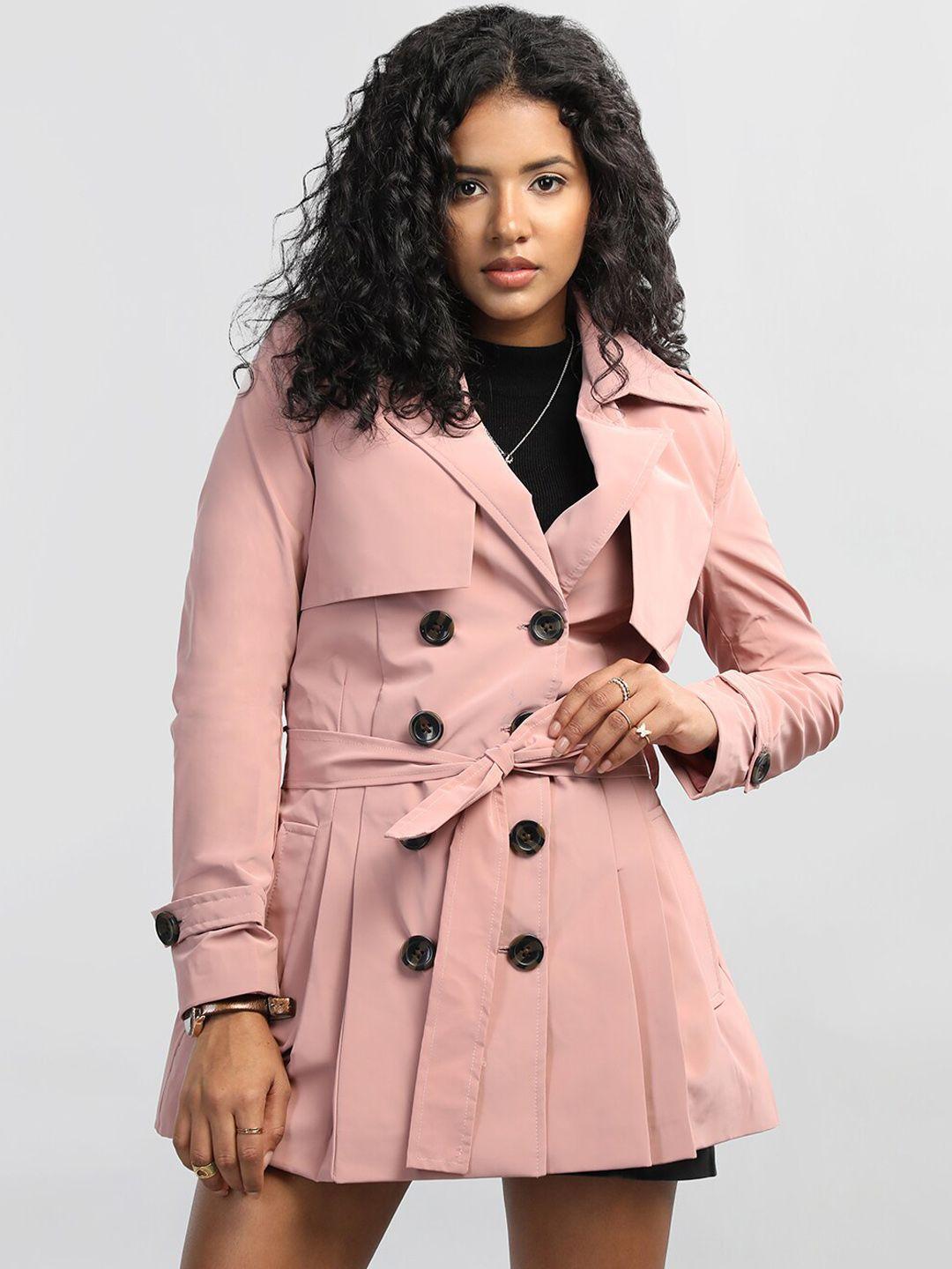 honnete notched lapel collar trench coat