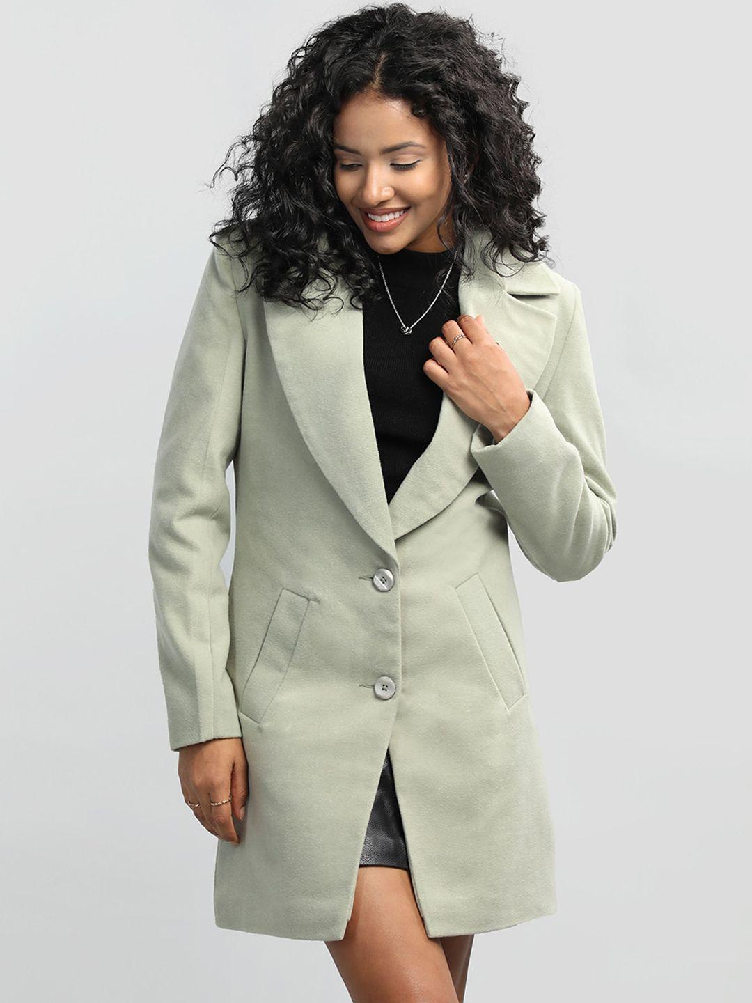 honnete notched lapel collar trench coat