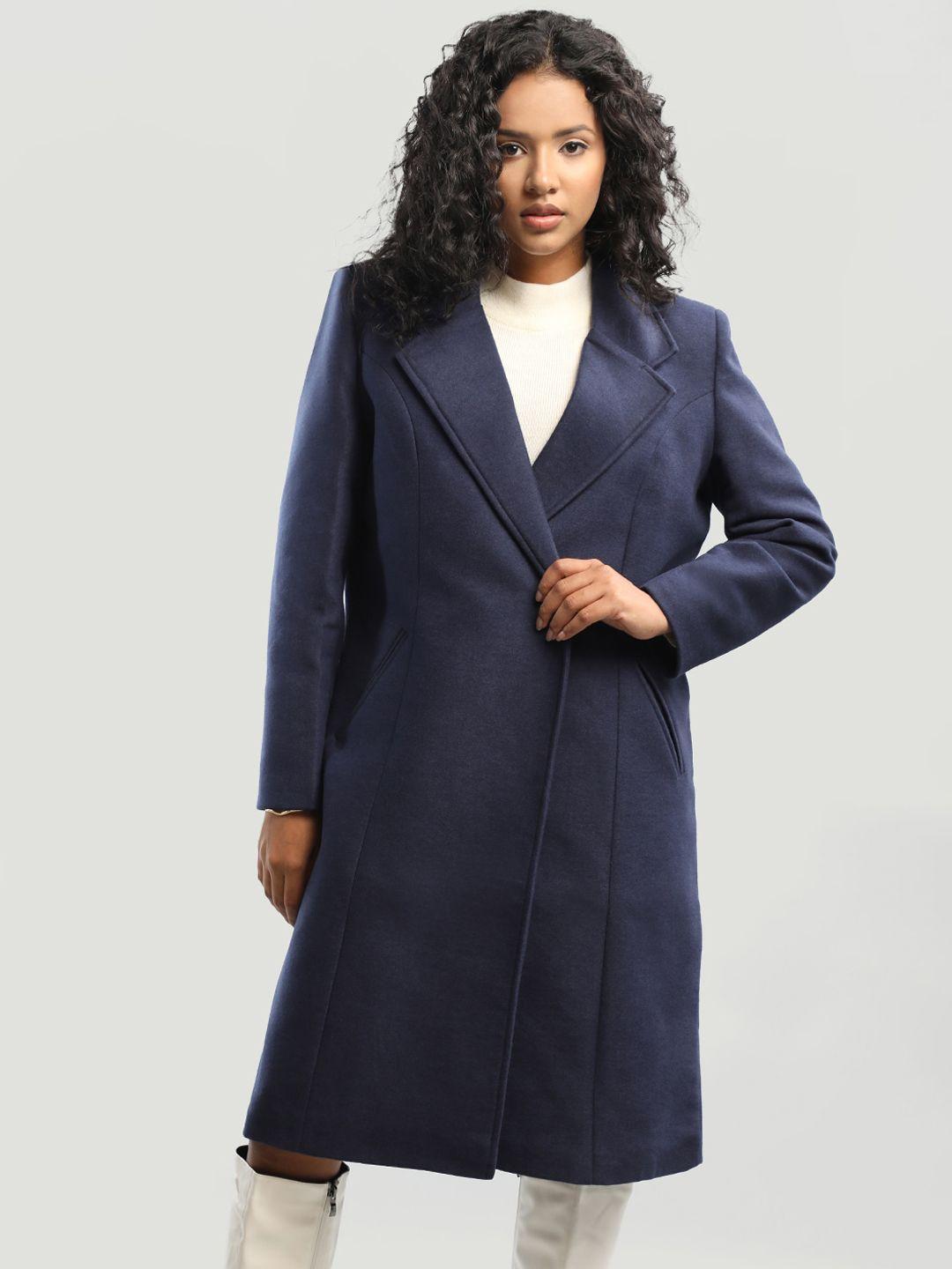 honnete notched lapel longline over coat