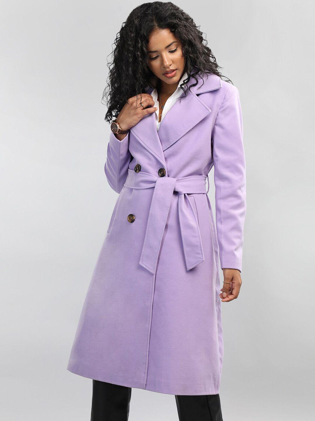 honnete notched lapel longline trench coat