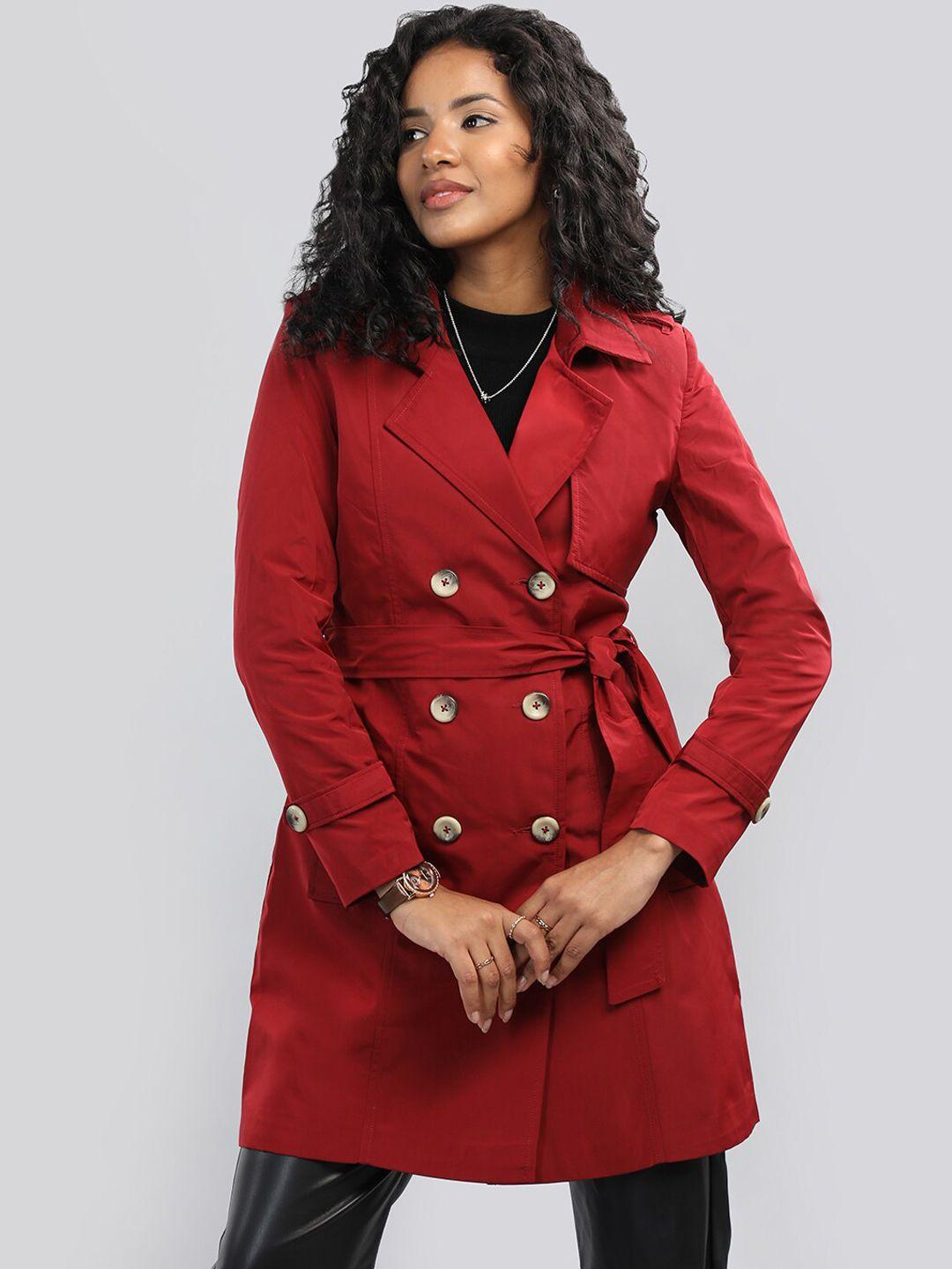 honnete notched lapel trench coat