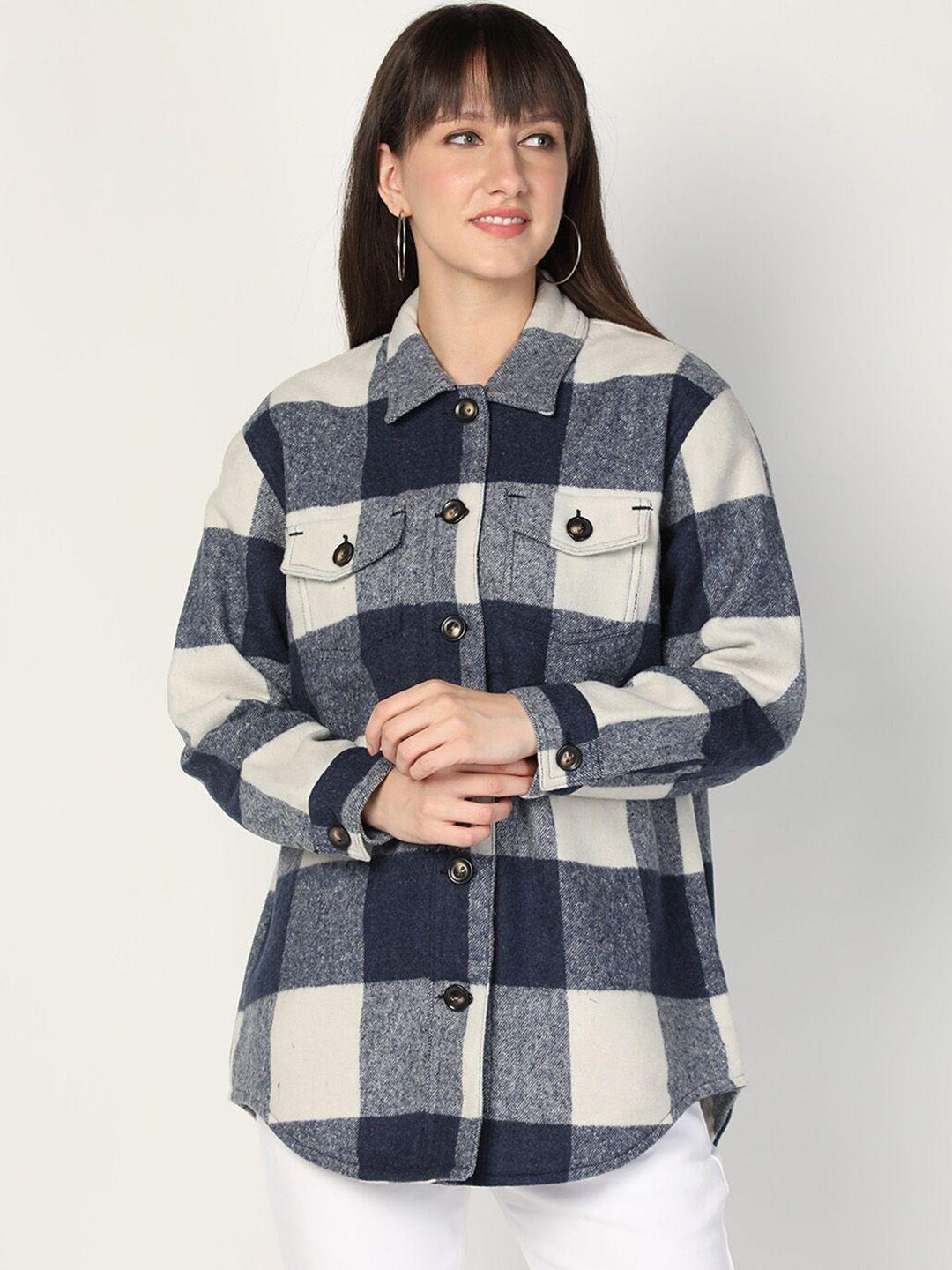 honnete women checked acrylic shacket