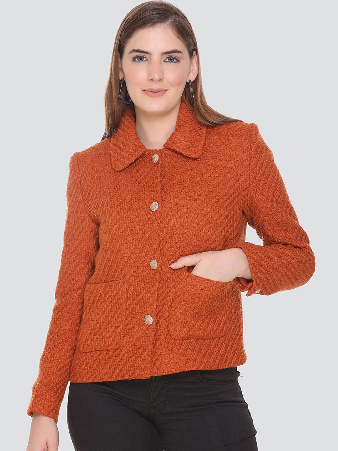 honnete women orange acrylic pea coats