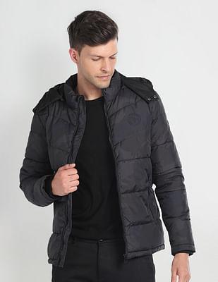 hooded camouflage puffer jacket
