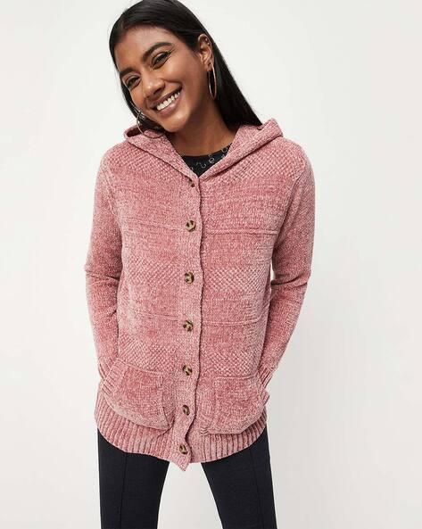 hooded cardigan with patch pockets