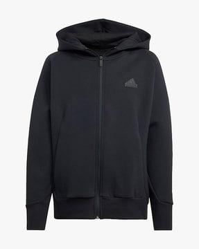 hooded jacket with front zip