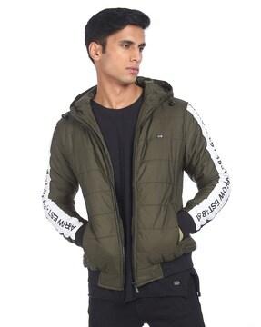 hooded puffer jacket with insert pockets