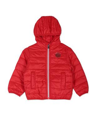 hooded solid quilted jacket