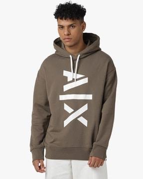 hooded sweatshirt with shiny logo print