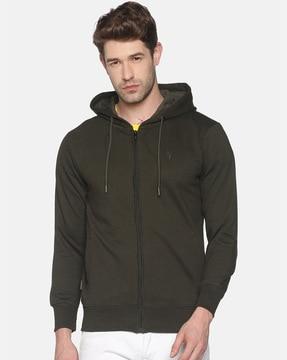 hooded sweatshirt with zip closure