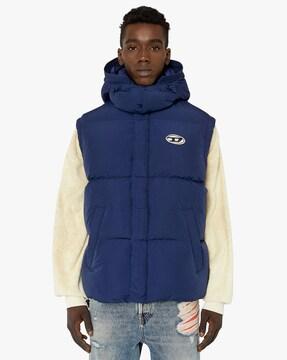 hooded zip-front gilet jacket