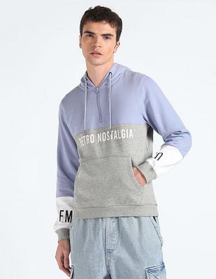 hooded colour block sweatshirt