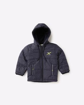 hooded jacket with zip closure