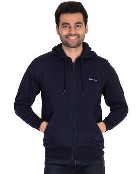 hooded jacket with zip-front closure