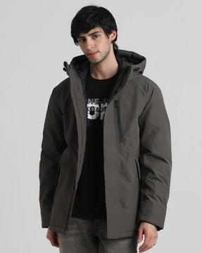 hooded jacket with zip-front