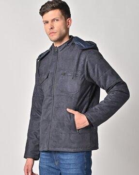 hooded jacket with zip pockets