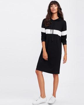 hooded knee length dress