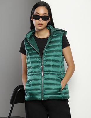 hooded nylon sleeveless jacket