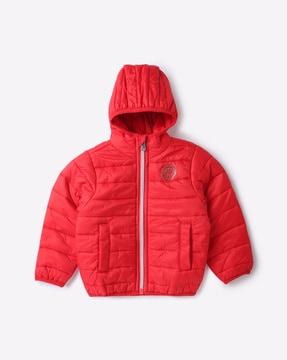 hooded puffer jacket with insert pockets