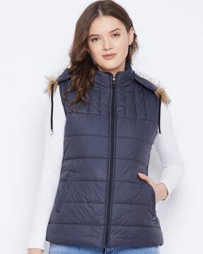 hooded puffer jacket with insert pockets